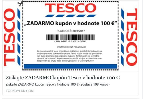 Tesco poukážka 100 EUR