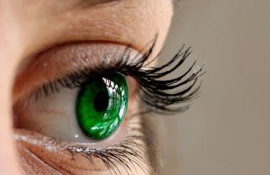 Zelené oko v článku očný tik