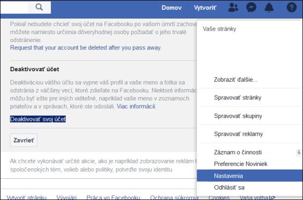 Deaktivovanie Facebooku, postup zrušenia