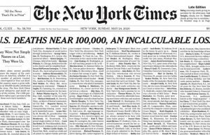 New York Times 24. máj 2020 a 100 000 obetí koronavírusu