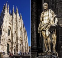 Milanska katedrala a sv. Bartolomej vyzlečený z kože