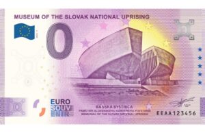 Banská Bystrica a múzeum SNP, 0 eurová suvenírová bankovka máj 2023