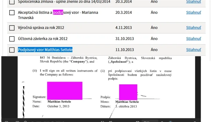 Príklad úniku dát ORSR: Ilustračná snímka zachytáva nepochopiteľný pohľad na interné údaje najznámejšej súkromnej televízie 
