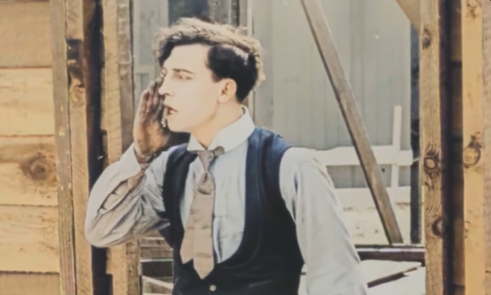 Buster Keaton, herec a komik, screenshot videa v článku, History in Color (facebook)